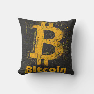 Grunge decorative Bitcoin logo blockchain Design Kussen