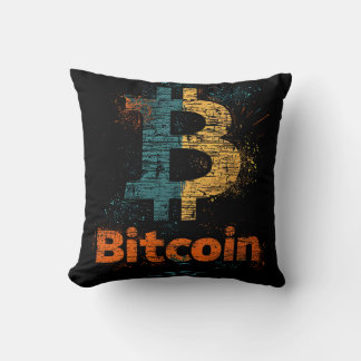 Grunge decorative Bitcoin logo blockchain Design Kussen