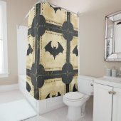Grunge Denim Halloween Patchwork met Vleermuizen ( Douchegordijn (In situ)