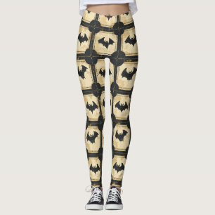 Grunge Denim Halloween Patchwork met vleermuizen ( Leggings