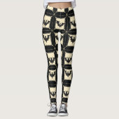 Grunge Denim Halloween Patchwork met vleermuizen Leggings (Voorkant)