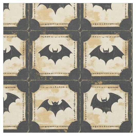 Grunge Denim Halloween Patchwork met vleermuizen ( Stof (Close Up)