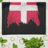 Grunge Denmark flag, Brush slag, Denmark flag Theedoek (Gevouwen)