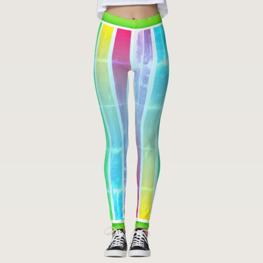 Grunge dikke verticale multikleurige strepen leggings (Voorkant)