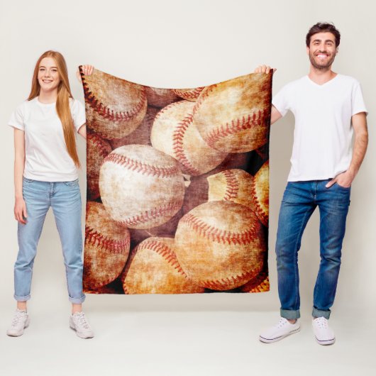 Grunge Dirty  Worn Baseball Sport Balls Fleece Deken (In situ)