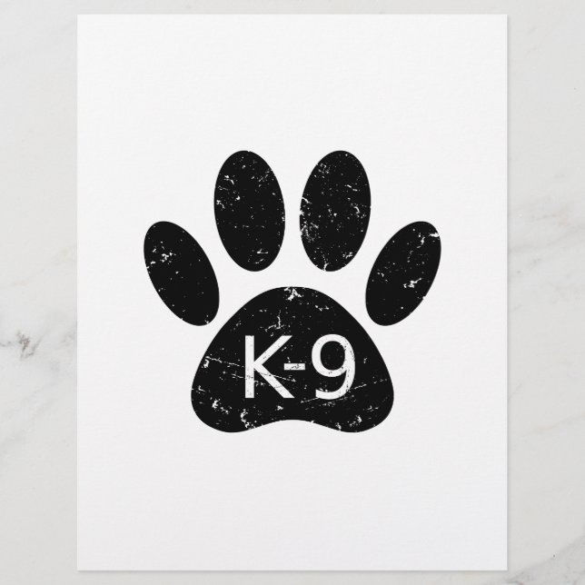 Grunge Distress Dog Paw K-9 (Voorkant)