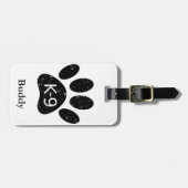 Grunge Distress Dog Paw K-9 Bagagelabel (Voorkant horizontaal)
