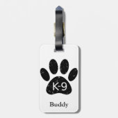 Grunge Distress Dog Paw K-9 Bagagelabel (Achterkant verticaal)