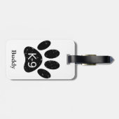 Grunge Distress Dog Paw K-9 Bagagelabel (Achterkant horizontaal)