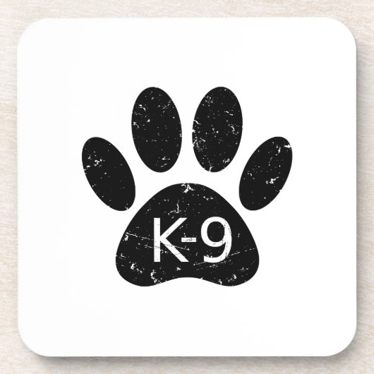 Grunge Distress Dog Paw K-9 Bier Onderzetter (Voorkant)
