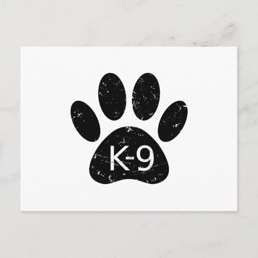 Grunge Distress Dog Paw K-9 Briefkaart (Voorkant)