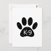 Grunge Distress Dog Paw K-9 Briefkaart (Voorkant / Achterkant)