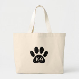 Grunge Distress Dog Paw K-9 Grote Tote Bag
