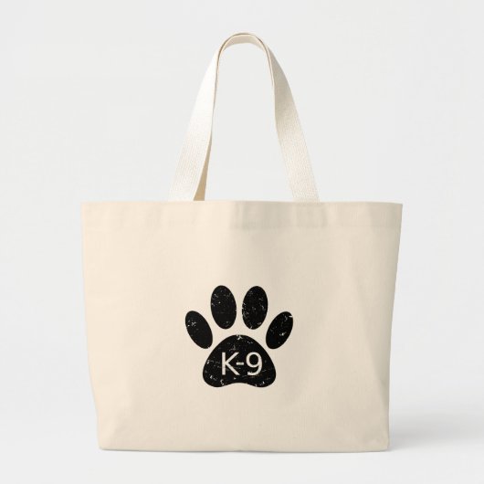 Grunge Distress Dog Paw K-9 Grote Tote Bag (Voorkant)