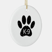 Grunge Distress Dog Paw K-9 Keramisch Ornament (Rechts)