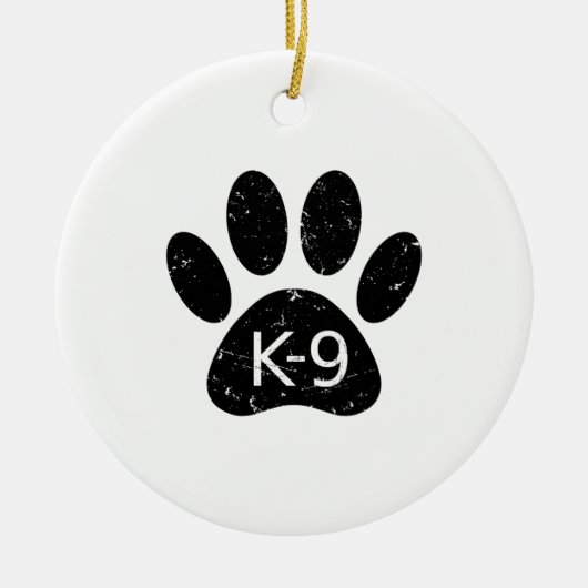 Grunge Distress Dog Paw K-9 Keramisch Ornament (Voorkant)