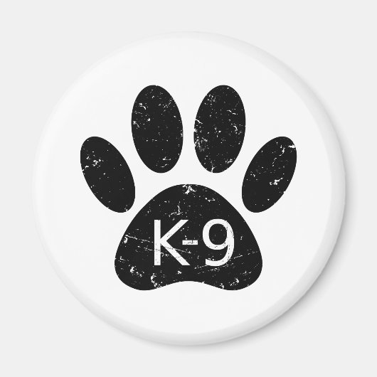 Grunge Distress Dog Paw K-9 Magneet (Voorkant)