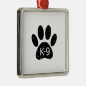 Grunge Distress Dog Paw K-9 Metalen Ornament (Rechts)