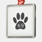 Grunge Distress Dog Paw K-9 Metalen Ornament (Links)