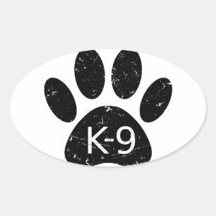Grunge Distress Dog Paw K-9 Ovale Sticker
