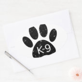 Grunge Distress Dog Paw K-9 Ovale Sticker (Envelop)