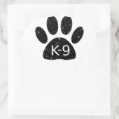 Grunge Distress Dog Paw K-9 Ovale Sticker (Tas)
