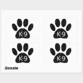 Grunge Distress Dog Paw K-9 Rechthoekige Sticker (Vel)