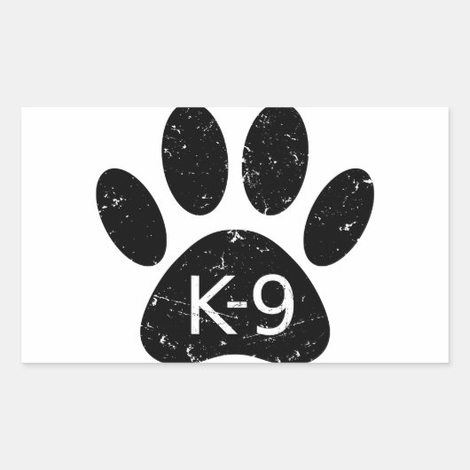 Grunge Distress Dog Paw K-9 Rechthoekige Sticker (Voorkant)