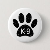Grunge Distress Dog Paw K-9 Ronde Button 5,7 Cm (Voorkant)
