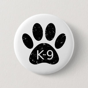 Grunge Distress Dog Paw K-9 Ronde Button 5,7 Cm