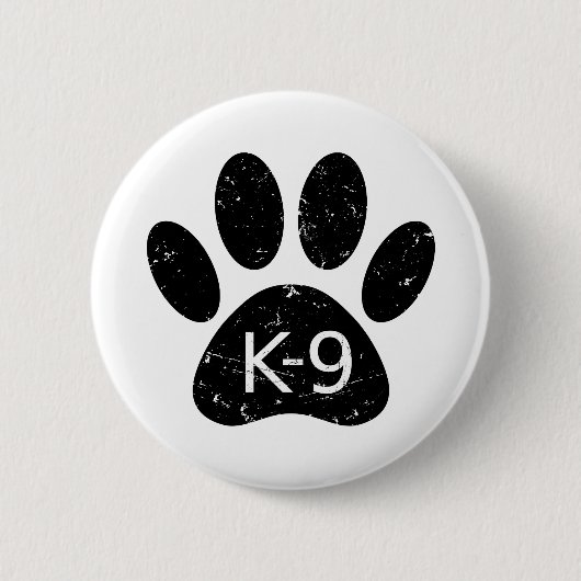 Grunge Distress Dog Paw K-9 Ronde Button 5,7 Cm (Voorkant)