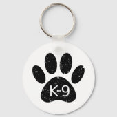 Grunge Distress Dog Paw K-9 Sleutelhanger (Voorkant)
