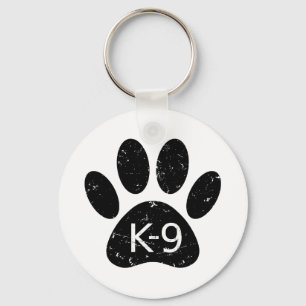 Grunge Distress Dog Paw K-9 Sleutelhanger