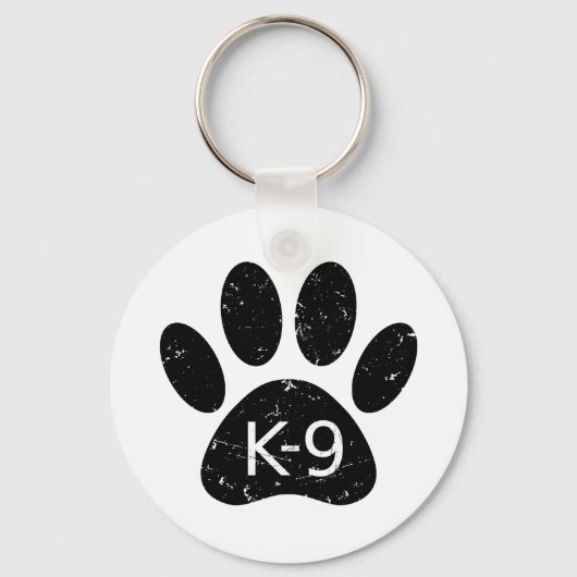 Grunge Distress Dog Paw K-9 Sleutelhanger (Voorkant)
