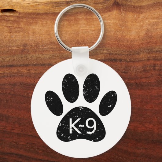 Grunge Distress Dog Paw K-9 Sleutelhanger (Achterkant)