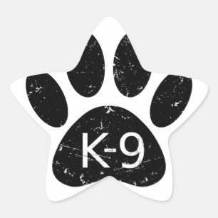 Grunge Distress Dog Paw K-9 Ster Sticker