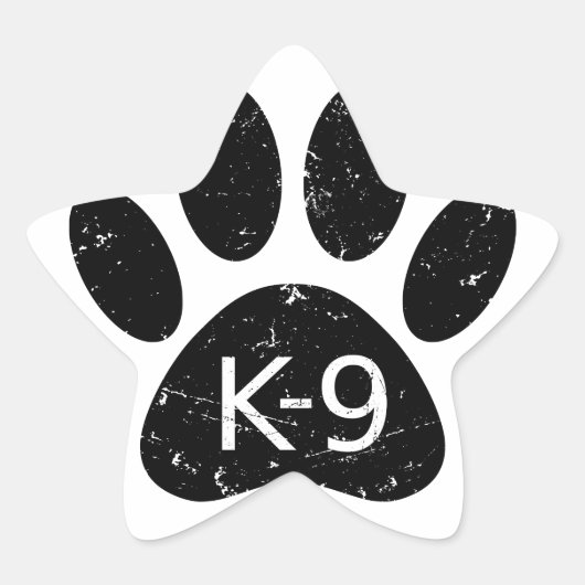 Grunge Distress Dog Paw K-9 Ster Sticker (Voorkant)