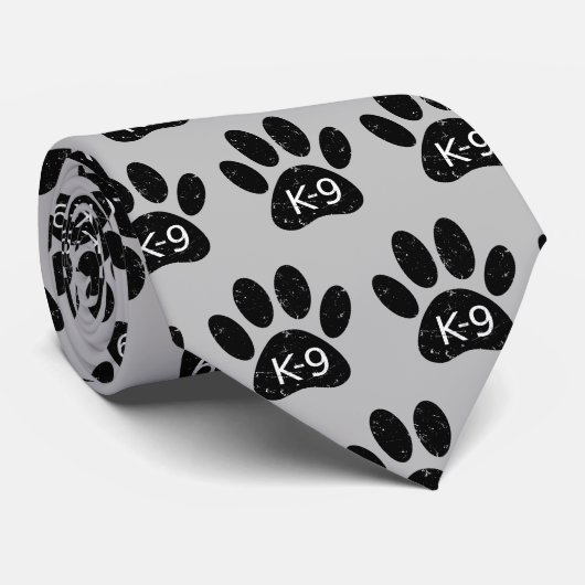 Grunge Distress Dog Paw K-9 Stropdas (Opgerold)