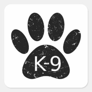 Grunge Distress Dog Paw K-9 Vierkante Sticker