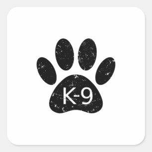 Grunge Distress Dog Paw K-9 Vierkante Sticker