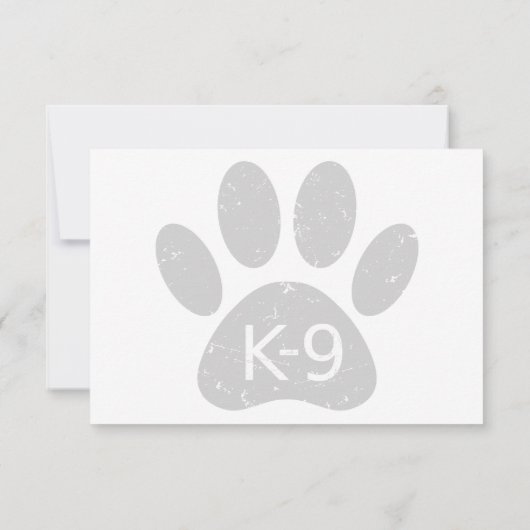 Grunge Distressed Dog Paw K-9 Just a Note Notitiekaartje (Achterkant)
