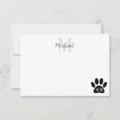 Grunge Distressed Dog Paw K-9 Monogram Notitiekaartje (Voorkant)