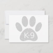 Grunge Distressed Dog Paw K-9 Monogram Notitiekaartje (Achterkant)