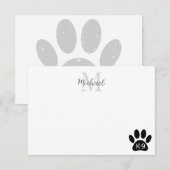 Grunge Distressed Dog Paw K-9 Monogram Notitiekaartje (Voorkant / Achterkant)