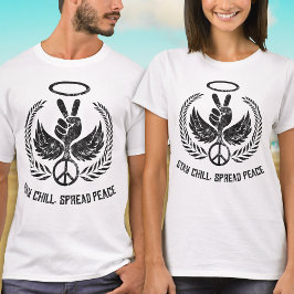 Grunge Distressed Peace en Chill Zwart-wit T-shirt