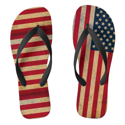Grunge Distsed USA Flag Mismatch Teenslippers (Voetbed)