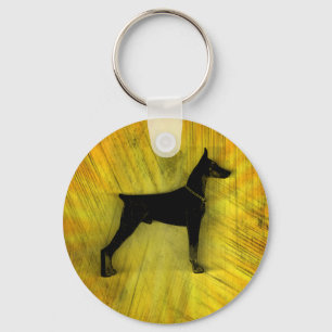 Grunge Dobermann Silhouet Sleutelhanger