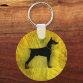 Grunge Dobermann Silhouet Sleutelhanger (Voorkant)
