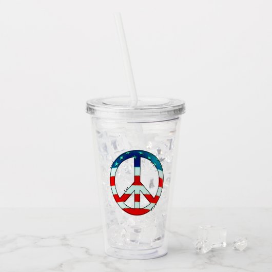 Grunge doek Amerikaanse vlag Vredesbord Acryl Drinkbeker (Voorkant ijs)