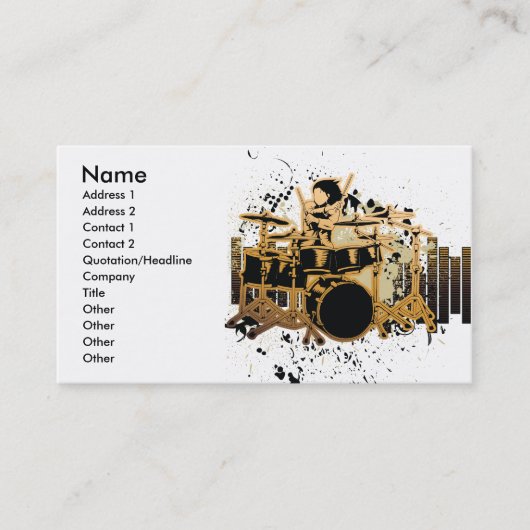 grunge drummer ontwerp visitekaartje (Voorkant)